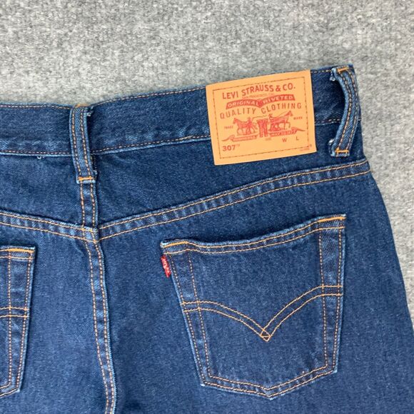 Vintage Levis 307 Crop Jeans Womens Junior 5 Blue Wide Leg Mid Rise Denim Y2K - Picture 9 of 12